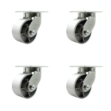 Service Caster 6'' Heavy Duty Semi Steel Cast Iron Swivel Caster Set with 2 Swivel Locks, 4PK CRAN-SCC-KP92S630-SSR-BSL-2-S-2